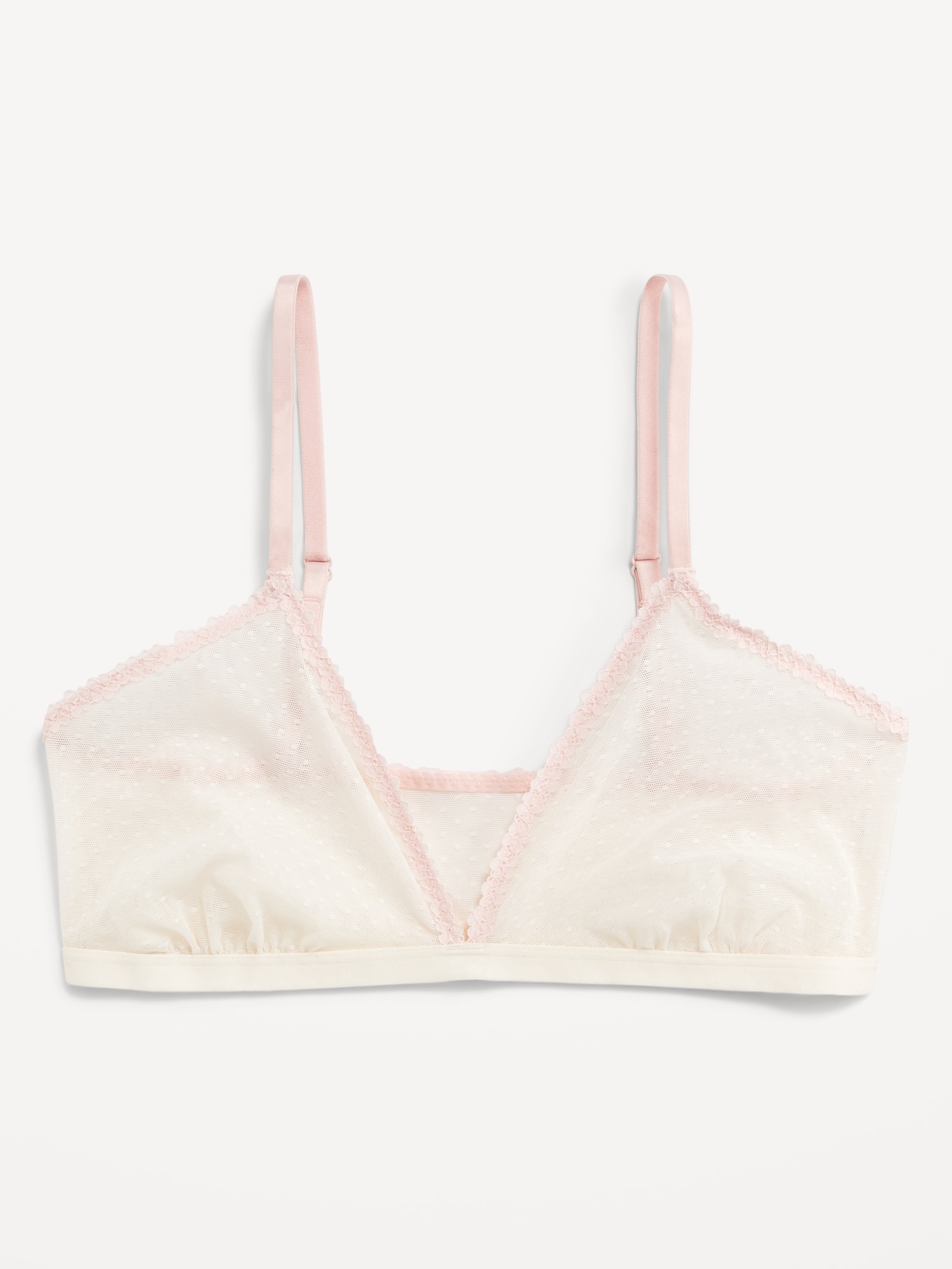 Lace-Trim Dot-Mesh Bralette - image 4