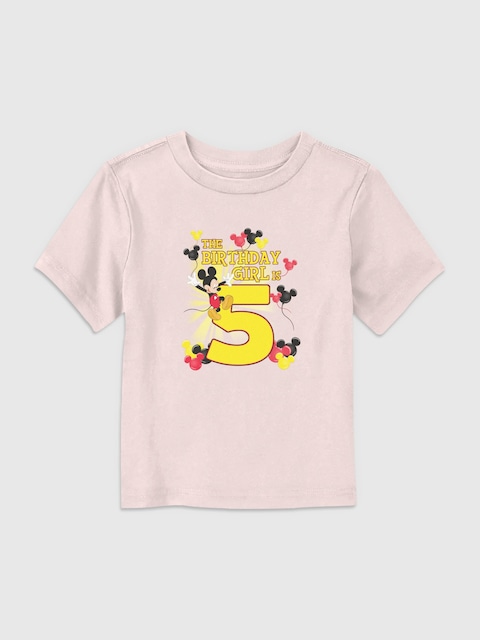 Disney Mickey Birthday Girl Is 5 Graphic T-Shirt for Toddler - Pink