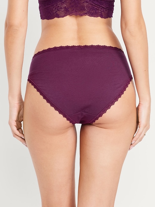 Image number 2 showing, High-Waisted Lace-Trim Bikini Underwear