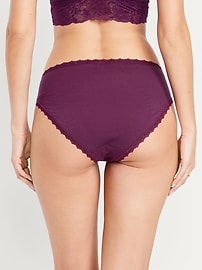 Image number 2 showing, High-Waisted Lace-Trim Bikini Underwear