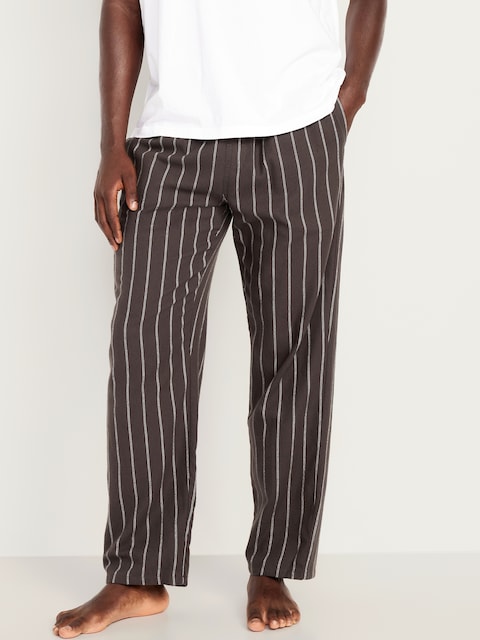 Flannel Pajama Pants for Men - Brown Stripe