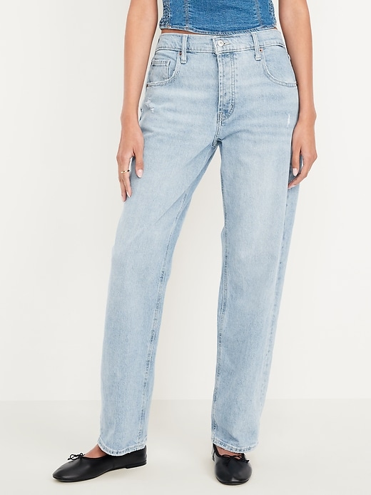 Image number 2 showing, Mid-Rise Slouchy Straight Jeans
