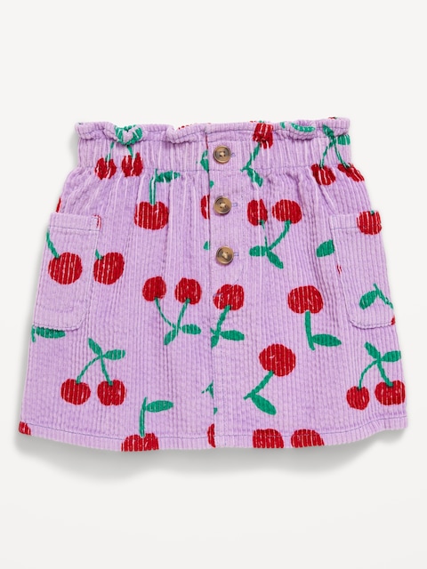 Printed Corduroy Pocket Skirt for Toddler Girls - Cherry Purple
