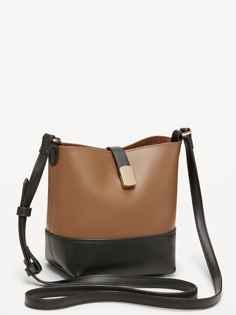 Small Preppy Bucket Crossbody Bag - Toffee