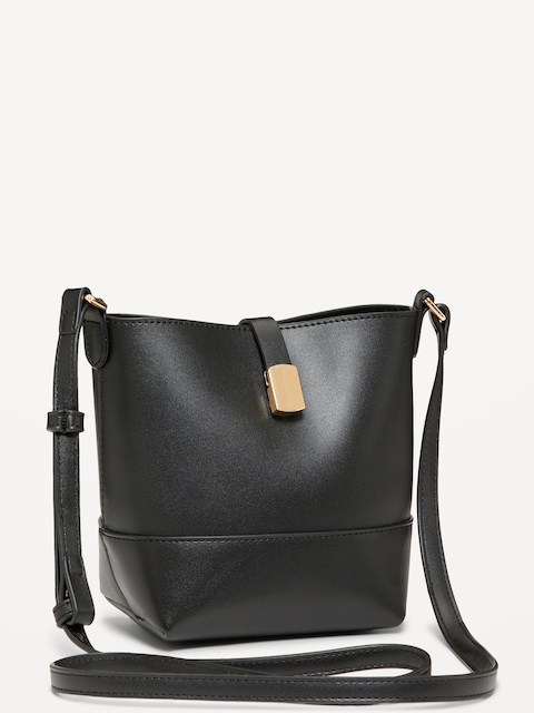 Small Preppy Bucket Crossbody Bag - Black