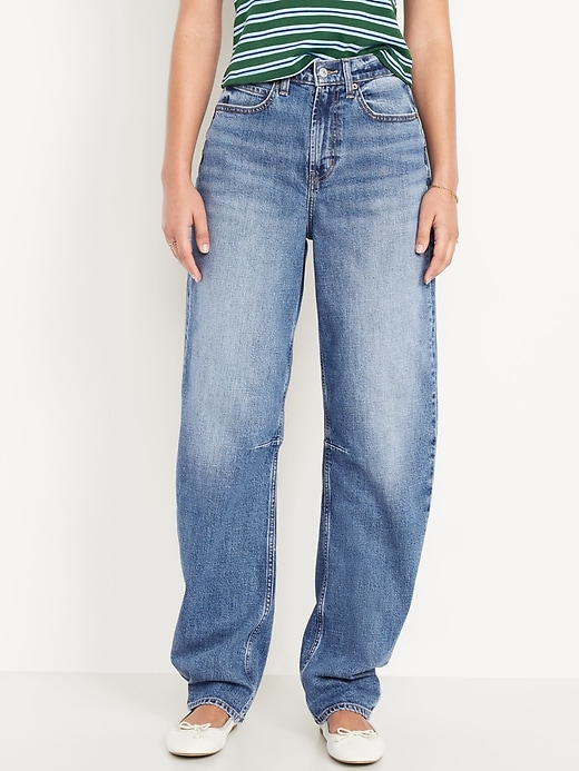 Image number 2 showing, High-Waisted Baggy Barrel Jeans