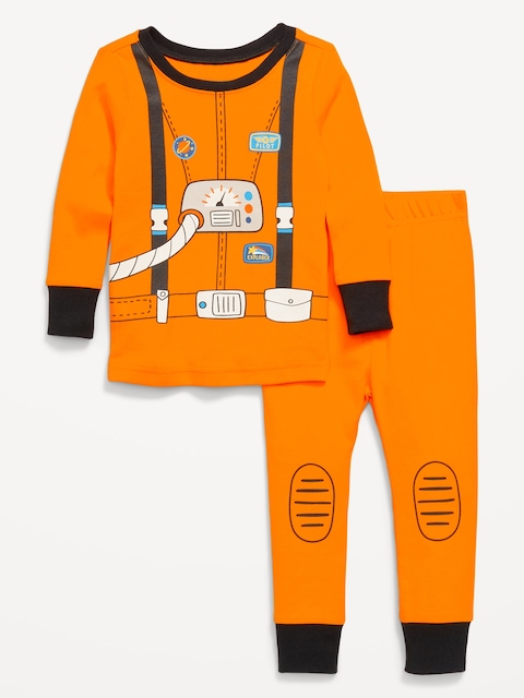 Printed Snug-Fit Pajama Set for Toddler & Baby - Orange