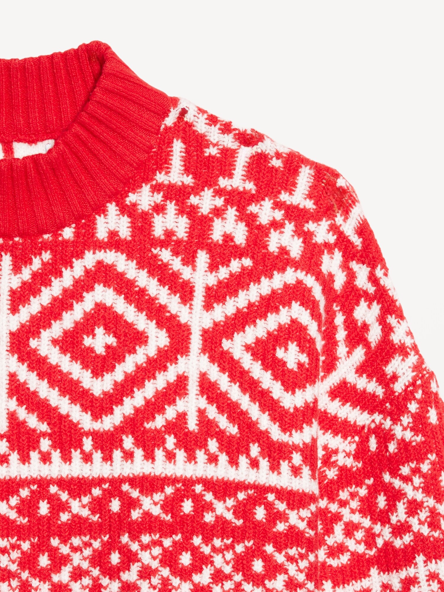 Женский свитер Old Navy SoSoft Mock-Neck Fair Isle, цвет: Красный — фото 5