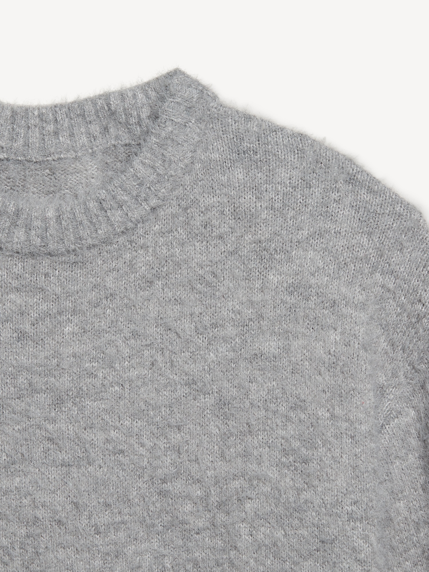 Cropped Crew-Neck Eyelash Sweater