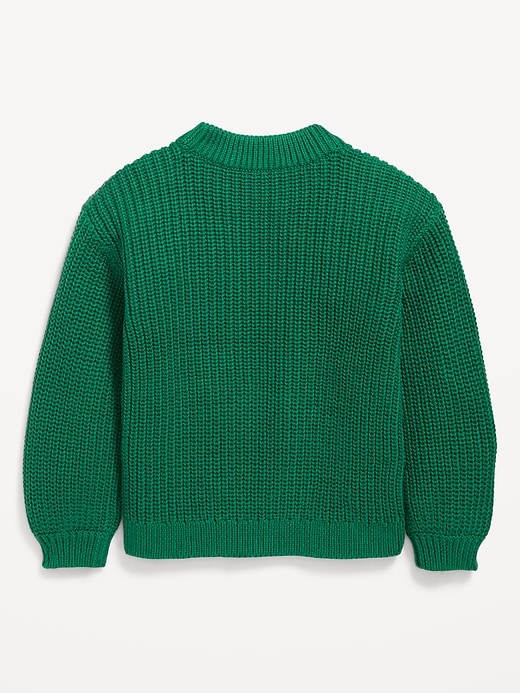 Image number 2 showing, Mock-Neck Embroidered Graphic Sweater for Toddler Girls