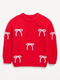 Image number 2 showing, SoSoft Long-Sleeve Bows Sweater for Toddler Girls