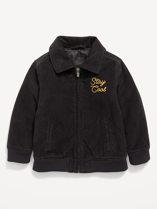 Image number 1 showing, Corduroy Full Zip Embroidered Bomber Jacket for Toddler Boys