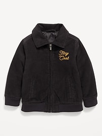 Image number 1 showing, Corduroy Full Zip Embroidered Bomber Jacket for Toddler Boys