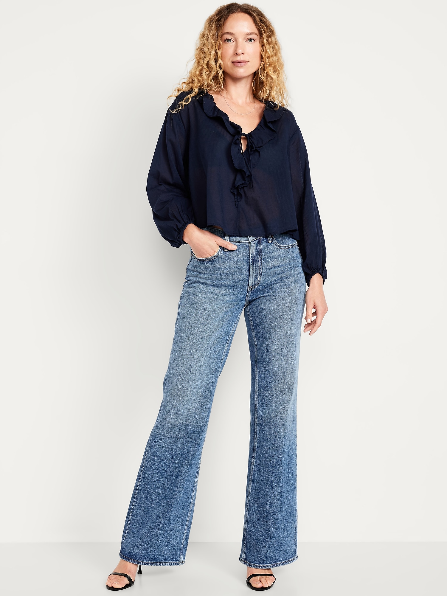Mid-Rise Loose Boot-Cut Jeans