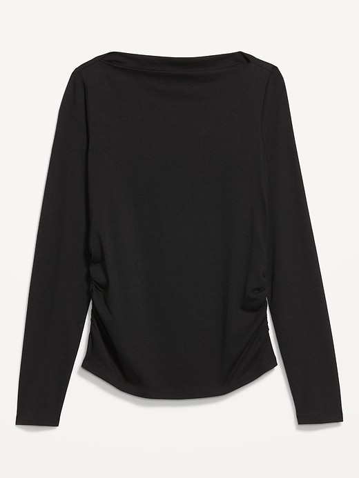 Image number 4 showing, Long-Sleeve Slit-Neck Ruched Top