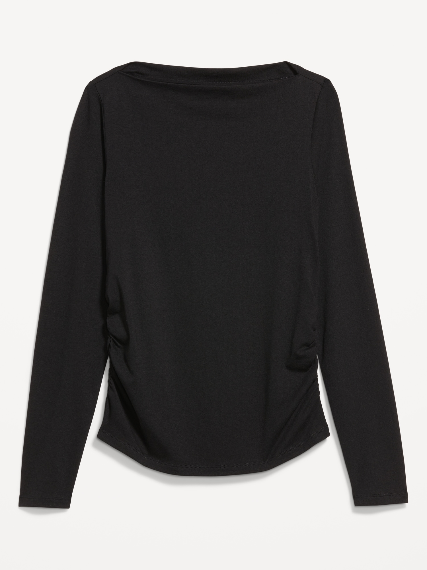 Long-Sleeve Slit-Neck Ruched Top | Old Navy