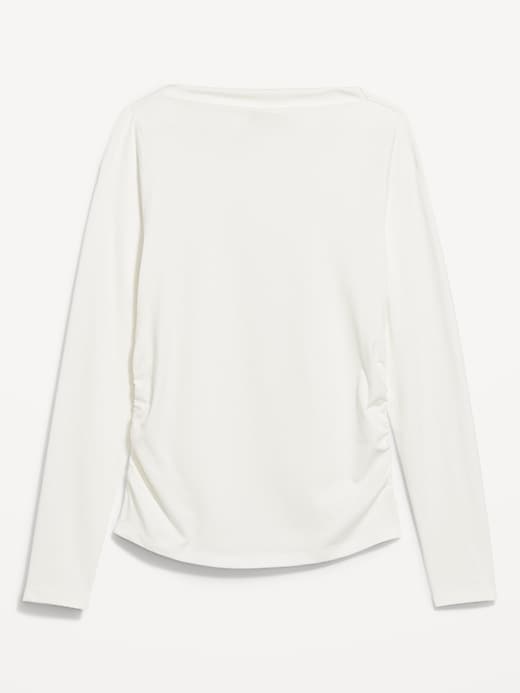 Image number 4 showing, Long-Sleeve Slit-Neck Ruched Top