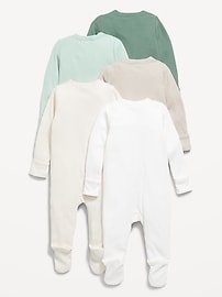 Image number 2 showing, 2-Way-Zip Sleep & Play Footed One-Piece 5-Pack for Baby