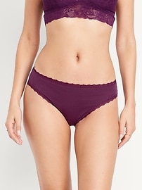 Image number 1 showing, High-Waisted Lace-Trim Bikini Underwear
