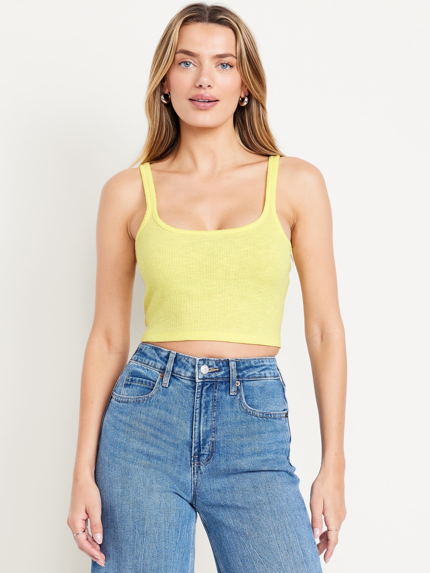 Cropped Pointelle Cami Top