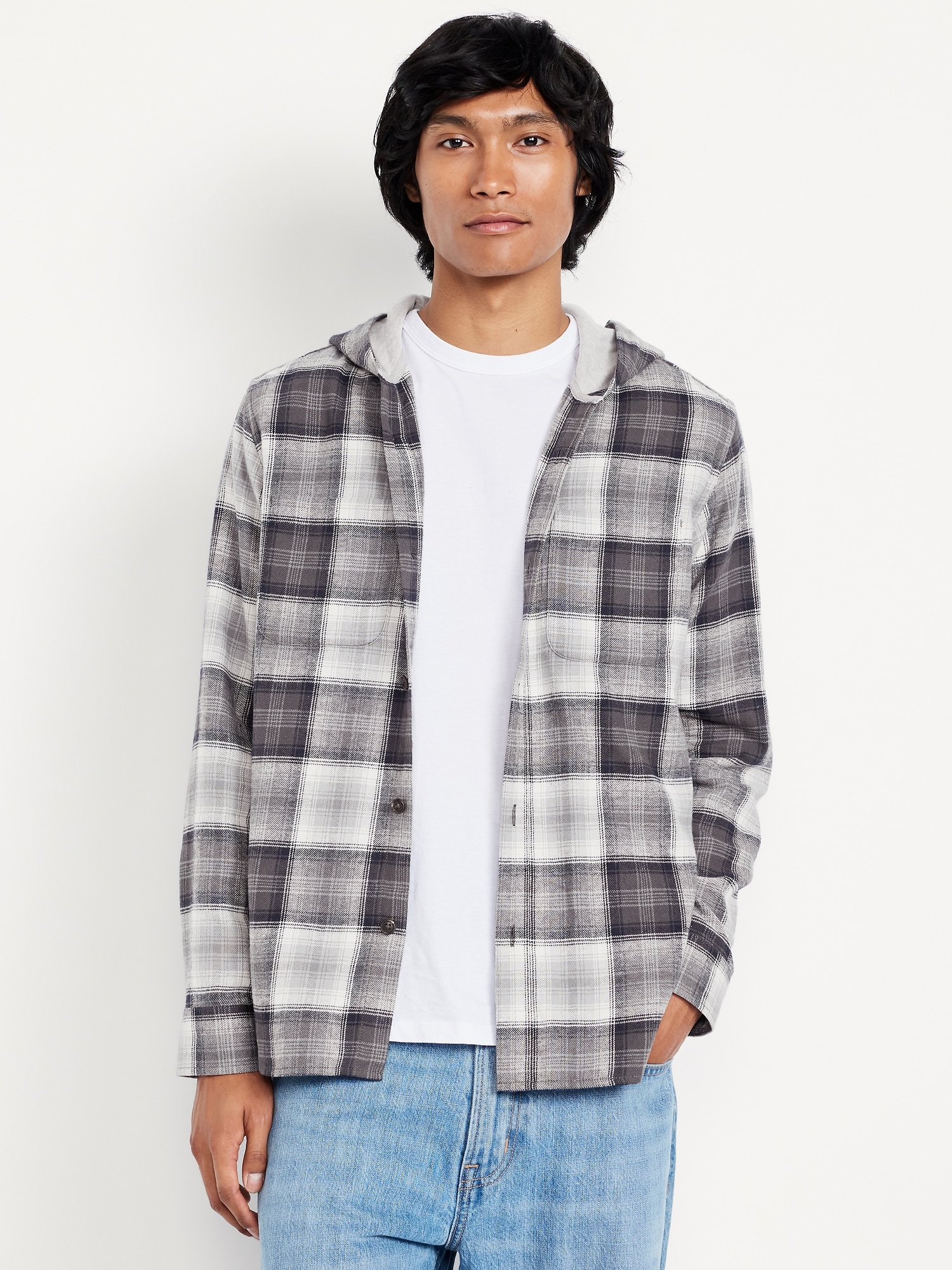 Hooded Plaid Flannel Shirt