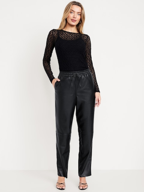 High-Waisted Billie Faux-Leather Ankle Trouser - Black Jack