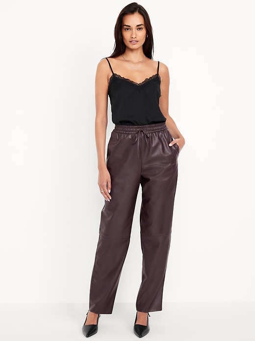 Image number 1 showing, High-Waisted Billie Faux-Leather Ankle Trouser