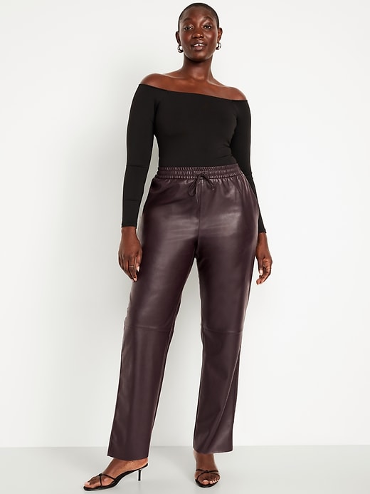 Image number 5 showing, High-Waisted Billie Faux-Leather Ankle Trouser