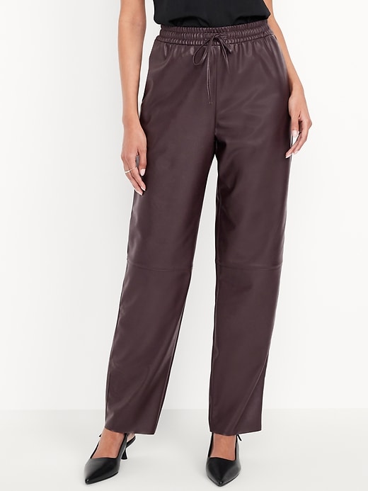 Image number 2 showing, High-Waisted Billie Faux-Leather Ankle Trouser