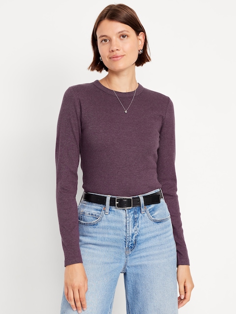 Snug Long-Sleeve Crew-Neck T-Shirt - Veil Of Night