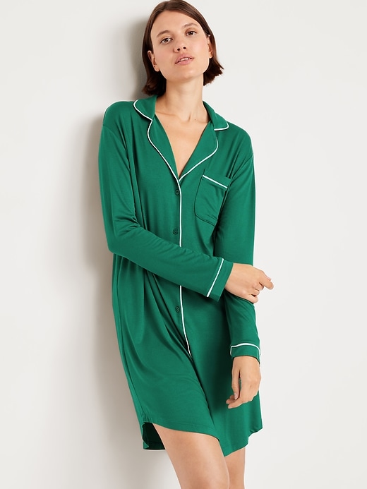 Image number 3 showing, Long-Sleeve Knit Sleep Shirt