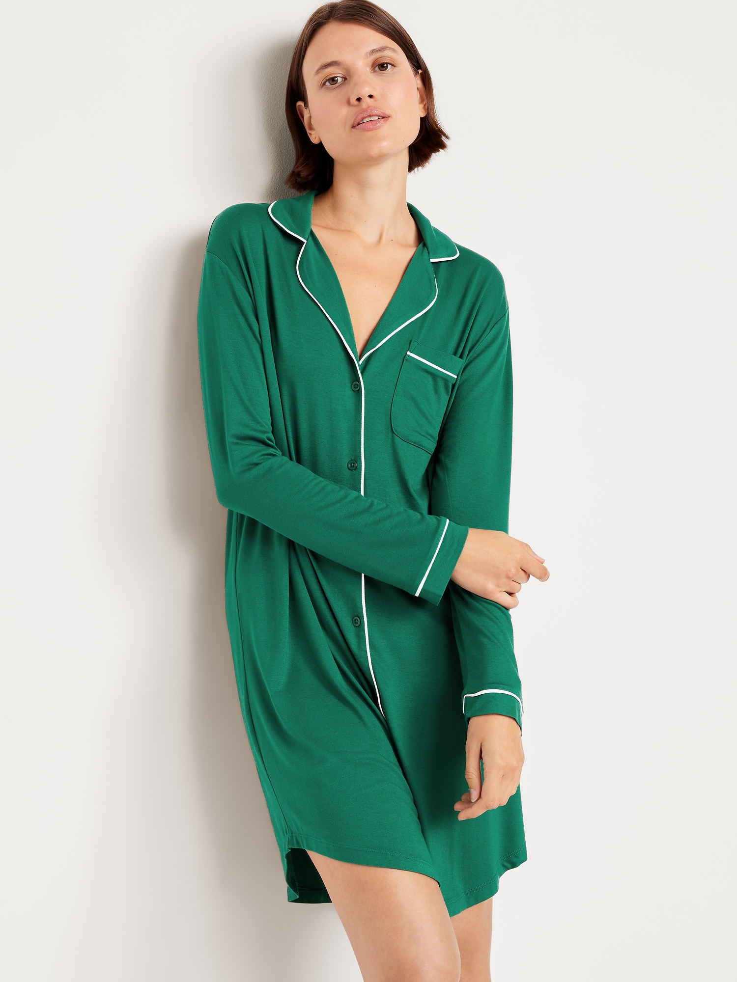 Long-Sleeve Knit Sleep Shirt