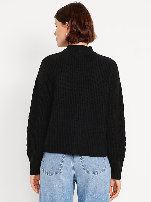 Image number 2 showing, SoSoft Cropped Mock-Neck Cable Sweater
