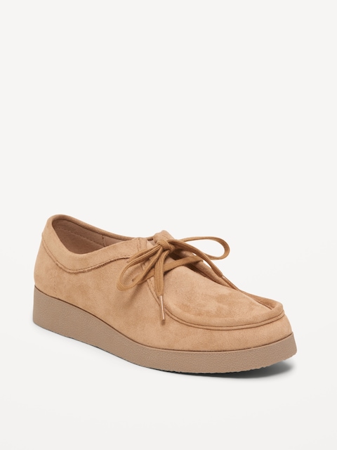 Faux-Suede Derby Boots for Women - Dark Sand