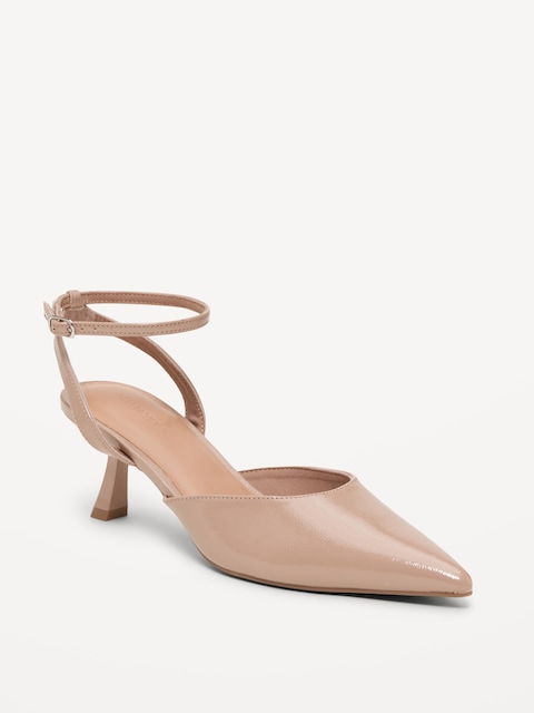Patent Leather Kitten Heels for Women - Clay