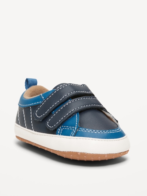 Double Secure-Strap Faux-Leather Sneakers for Baby - Navy Blue
