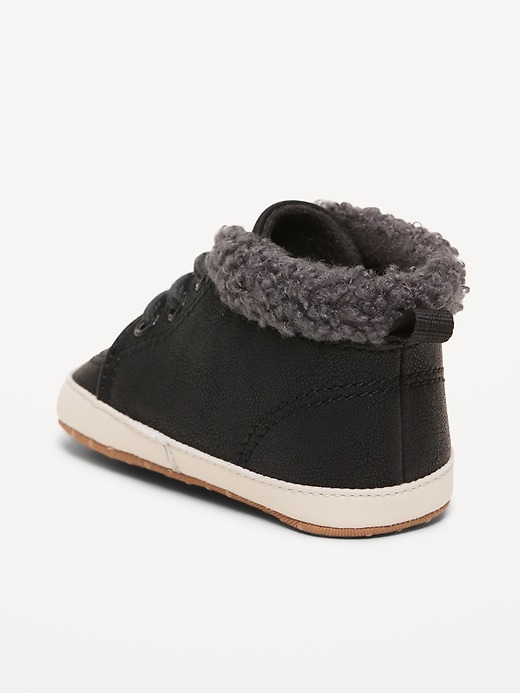 Image number 3 showing, Faux-Leather Sherpa Booties for Baby