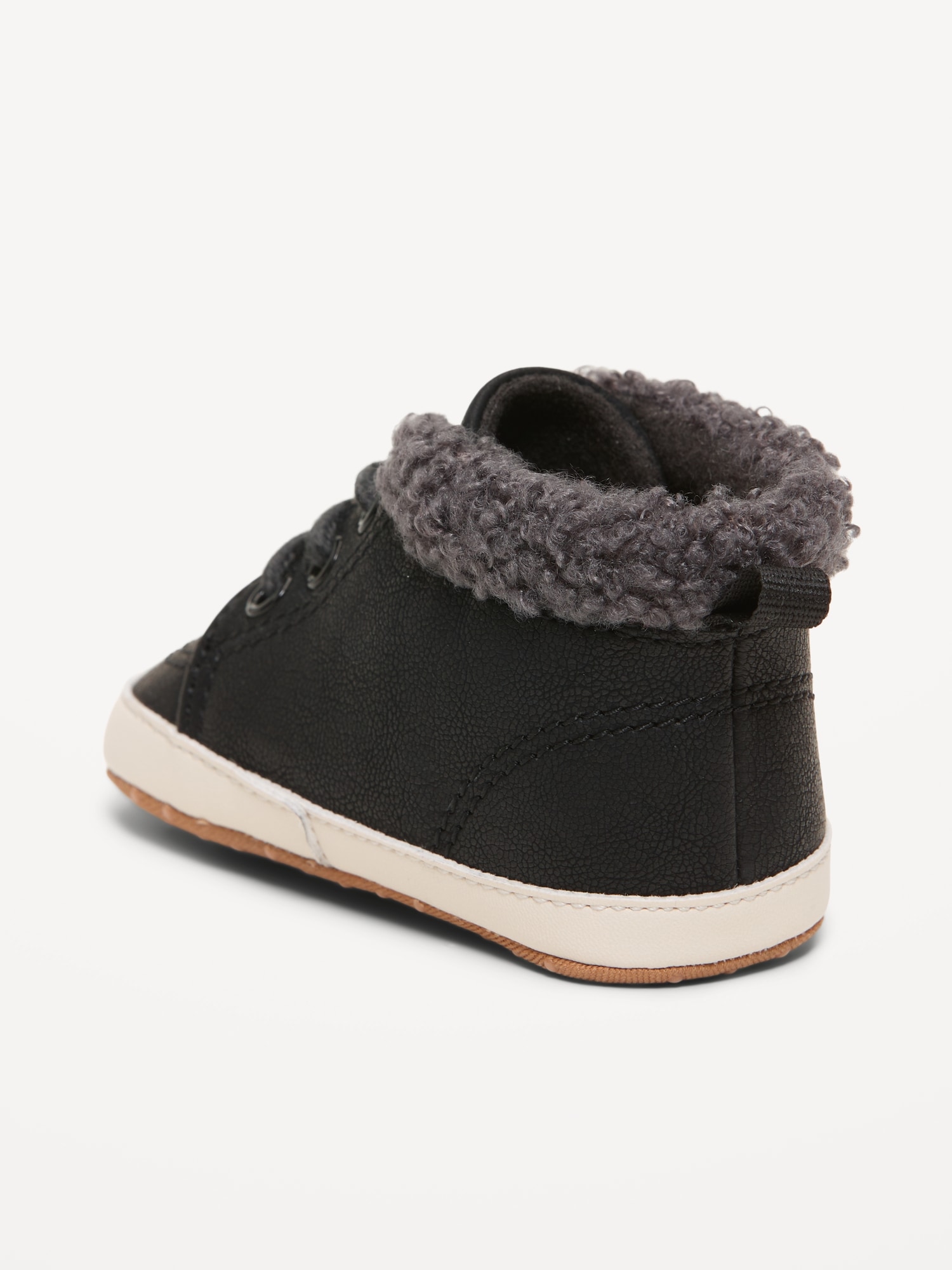 Faux-Leather Sherpa Booties for Baby