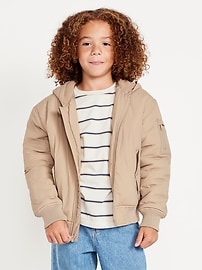 Image number 1 showing, Water-Resistant Hooded Bomber Jacket for Boys