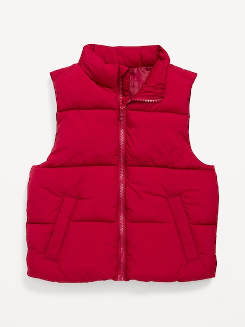 Water-Resistant Quilted Puffer Vest for Boys - Curry Red