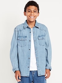 Image number 1 showing, Long-Sleeve Western Pocket Jean Shirt for Boys