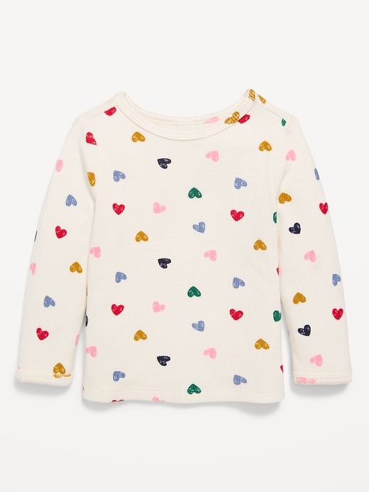 Image number 1 showing, Printed Long-Sleeve Cozy Waffle T-Shirt for Toddler Girls