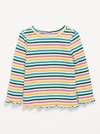 Image number 1 showing, Printed Long-Sleeve Ribbed Top for Toddler Girls