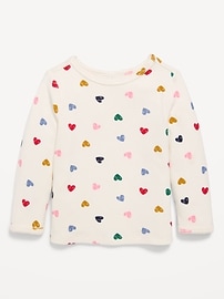 Image number 1 showing, Printed Long-Sleeve Cozy Waffle T-Shirt for Toddler Girls