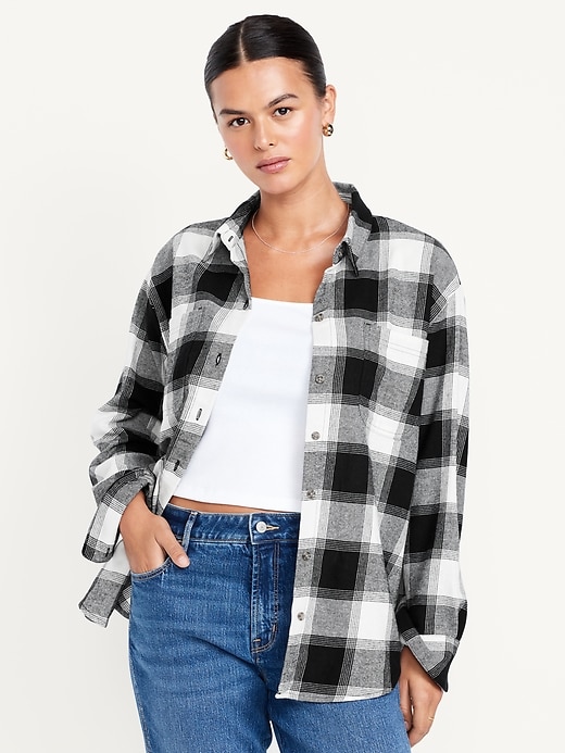 Image number 5 showing, Plaid Flannel Button-Down Boyfriend Shirt