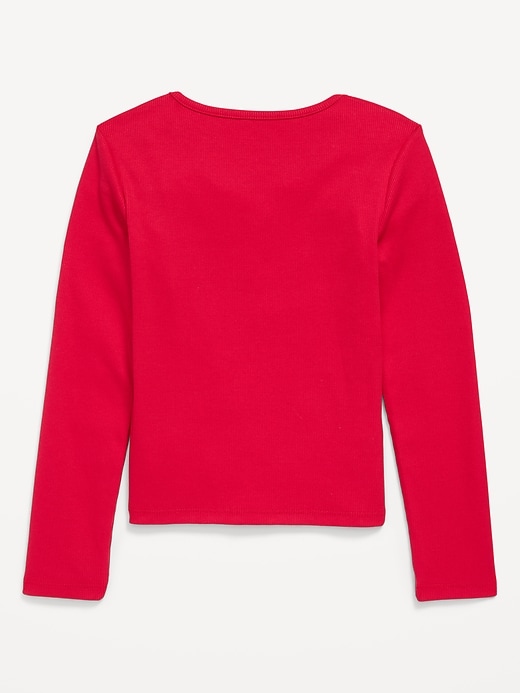 Image number 3 showing, Long-Sleeve Fitted Ribbed Top for Girls