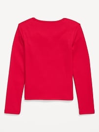Image number 3 showing, Long-Sleeve Fitted Ribbed Top for Girls
