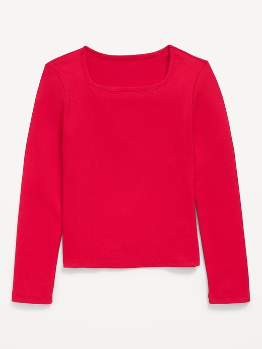 Image number 2 showing, Long-Sleeve Fitted Ribbed Top for Girls