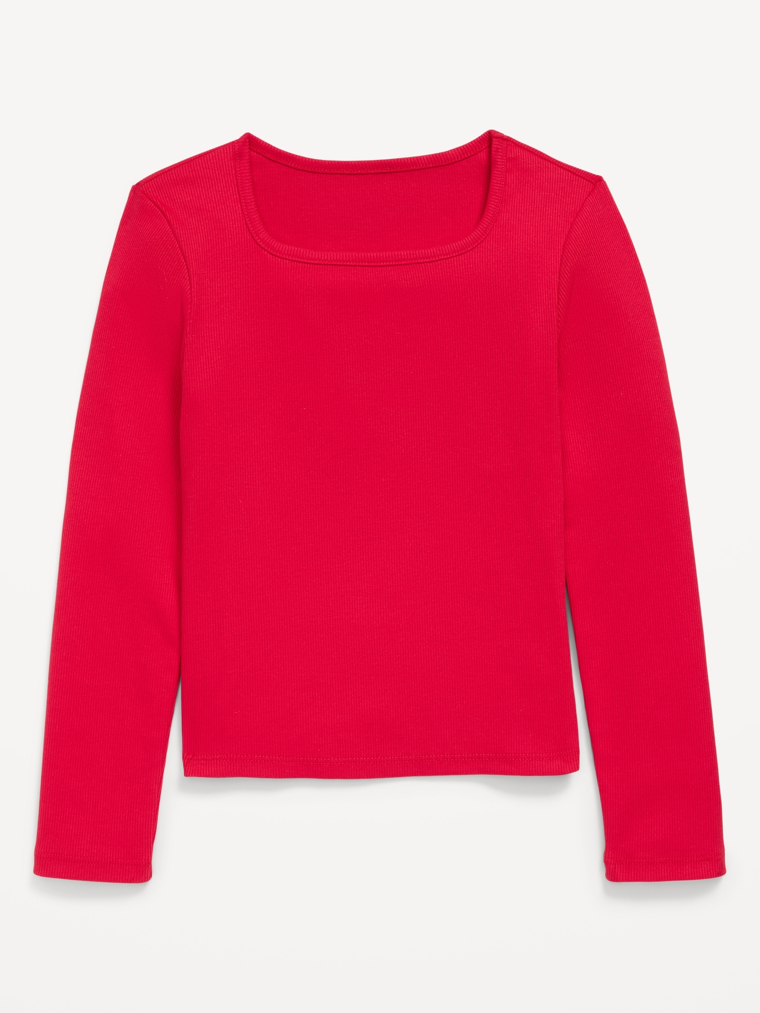 Long-Sleeve Fitted Ribbed Top for Girls