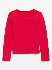 Image number 2 showing, Long-Sleeve Fitted Ribbed Top for Girls
